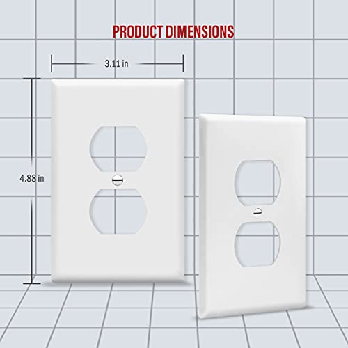 Enerlites Mid-Size Duplex Receptacle Outlet Wall Plate, Electrical Outlet Covers Plates, Midway Size 1-Gang 4.88" X 3.11", Polycarbonate Thermoplastic, Ul Listed, 8821M-W-10Pcs, White (10 Pack) #TOP1