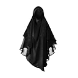 SIQITECHNO Womens Muslim Long Khimar Hijab Scarf Chiffon Sparkling Islamic Arabian Khimar Niqab Ramadan Eid Prayer Scarf Wrap