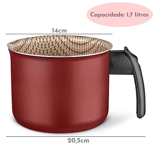 MTA FERVEDOR S/TAMPA FLORA N°14/1,7L - DE ALUMINIO COM ANTIADERENTE COR CEREJA