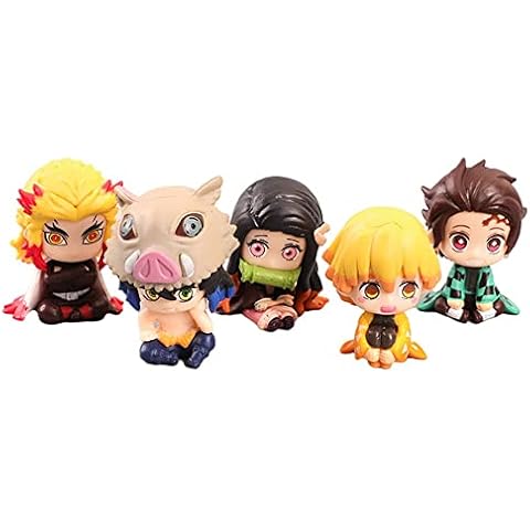 ISDBT 5 Pcs Demon Slayer Cake Toppers Mini Figures Set, Anime Characters Cake Decorations Toys Model Doll for Birthday Party Cover