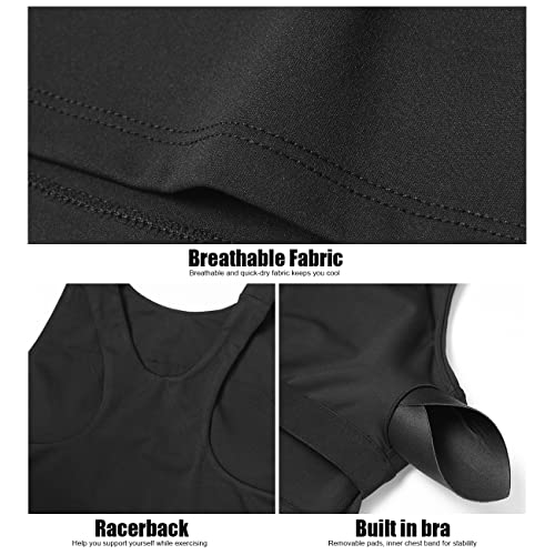 Star Vibe High Neck Sport Bra For Women Crop Padded Tank Workout Tops Built In Bra Running Yoga Gym 2 Pack Black/Grey Xl #TOP4