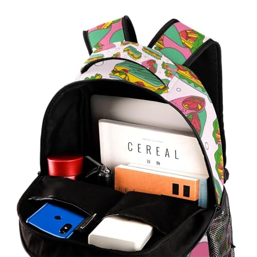 Sac à dos d'école rose motif panini pour ados et enfants de 29cm