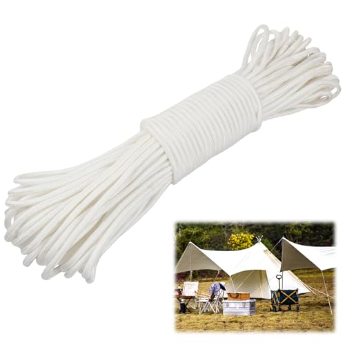 Fangehong 30M Nylonseil, Fahnenseil 6mm 8mm Wetterfest Reißfest, Ersatzseil Heimseil, Geflochtenes Nylonschnur für Outdoor Camping Garten Segelboot Seilrolle Wäscheleine (8mm)