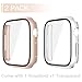 Misxi 2 Pack Tempered Glass Case Compatible for Apple Watch Series 11 (2025) Series 10 42mm, Hard PC Screen Protector Overall Protection Scratch-Resistant Cover for iWatch, 1 Rose Gold + 1 Transparent