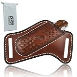 Leather Knife Sheath for Belt Pocket Folding Knife Holder Compact Draw Knifes Carrier EDC Tools Holster (Small)