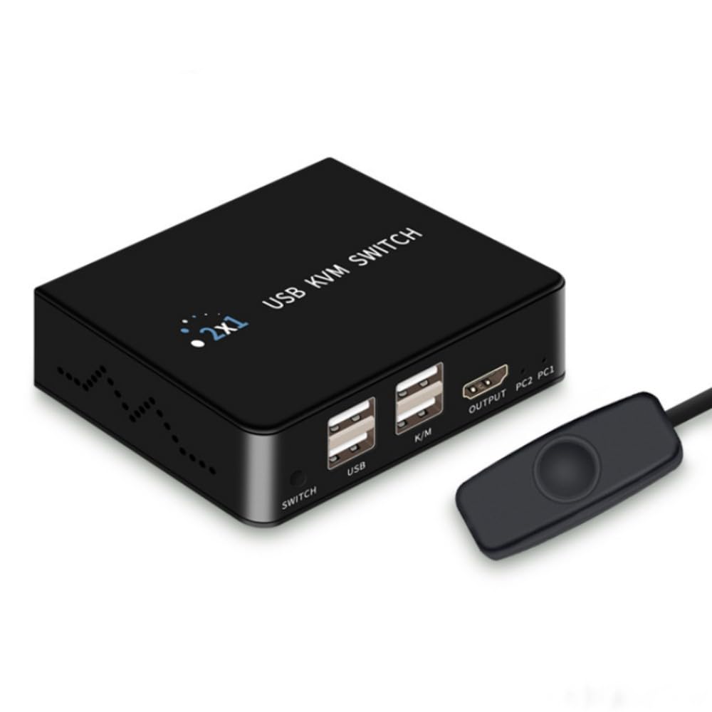 Suckoo Replacement USB HDMI KVM Switch 2 in 1 Out Compatible 2 Way HDMI2.0 Laptop Host Shared USB Keyboard Mouse Monitor with 2 Hubs AV Selector Switch Box 4K60HZ 3840@2160