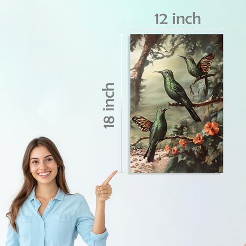 Image of SiddArtify Bird Wall Art Poster Print Set - Vintage Floral Bird Prints for Living Room Bedroom Decor - 12x18 inch Sticker Pack of 6