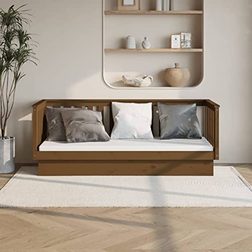 Homgoday Dormeuse Marrone 75x190 cm in Legno Massello di Pino,