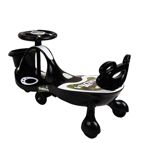 Image of Santoz Baby Panda Face Magic Car | Ride on Baby Car | Kids Push car | Swing Car | Comfortable Seats with Streeing Light and Music and with Back Support Swing car | Kids Age 3+ (Panda Face Black)