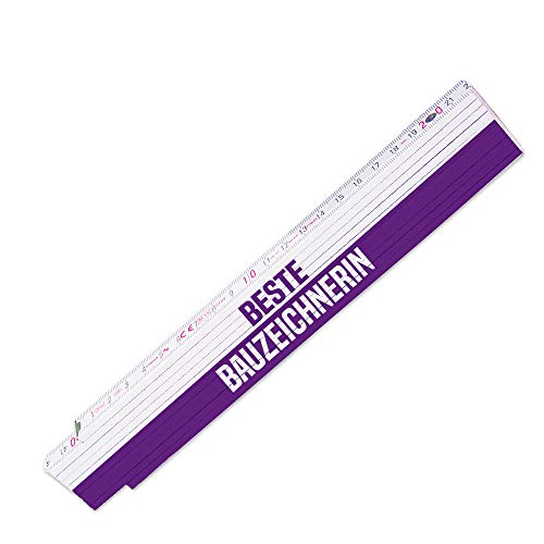 Zollstock mit Motiv - Beste Bauzeichnerin - für Frauen | Metermaß | Glieder-Maßstab mit Namen bedruckt | Viele Namen zur Auswahl