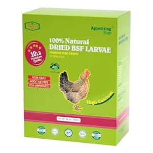 Amzey 10LBS Dried Black Soldier Fly Larva/Dried Mealworms – 100% Natural BSF Larvae – 85X More Calcium Than Mealworms – High Calcium Treats for Chickens, Birds, Hens, Ducks
