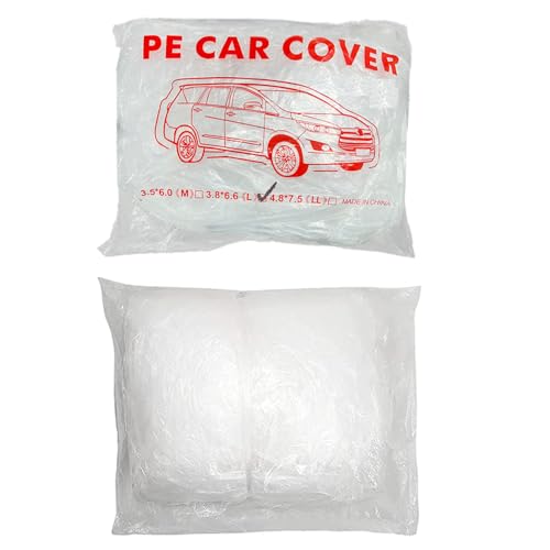 Image of LuliKa 3 Packs Disposable Car Cover Clear Plastic Car Cover Universal Rain Dust Garage Cover with Elastic Band Medium (12.4 FT x 21.6 FT)