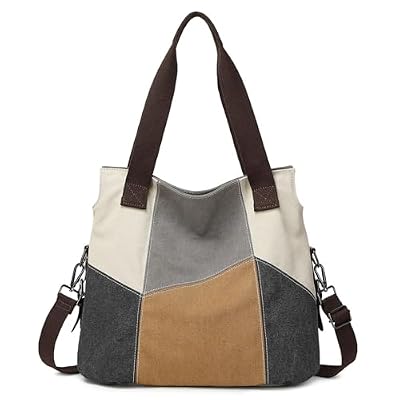 SIVENKE Borsa Donna Borsa a Tracolla, Borse a Mano e a Spalla Donna Multicolore in Tela Donna Hobo Borsa per Uso Quotidiano Shopping Lavoro Scuola Viaggio (Grigio)