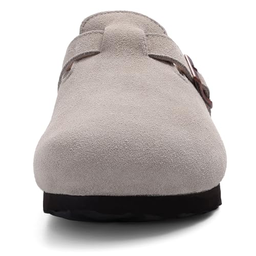 Image of KIDMI Women's Fur Lined Genuine Suede Clogs Fuzzy Cork Footbed Potato Shoes