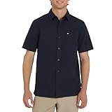 Quiksilver Men's Premium Cotton Short Sleeve Button Down Seersucker Shirt, Eclipse, X-Large