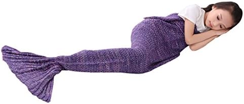 Roluck Mermaid Tail Blanket, Handmade, Warm Keeper, Autumn Winter, Living Room Sleeping Use Blanket for Girls, Purple