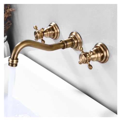Robinet pour lavabo mural en laiton robuste à double commande