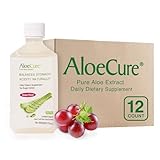 AloeCure USDA Organic Aloe Vera Juice Grape Flavor, Made Within 12 Hours of Harvest, Pure Aloe Juice Beverage, Natural Digestive & Immune Support, Support Balanced Stomach Acidity, 12 Bottles x 16.7oz