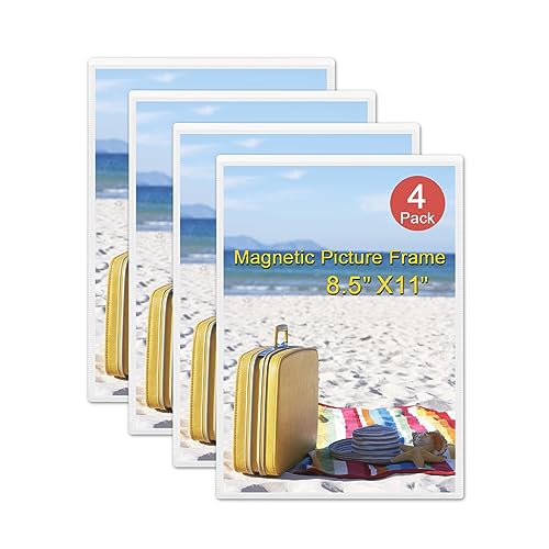 KikoSkool Magnetic Picture Frames, 4 Pack,Holds 8.5 x 11 Fridge Magnets Photos Frame, Magnetic Photo Pocket Perfect for Displaying Frames, Artworks