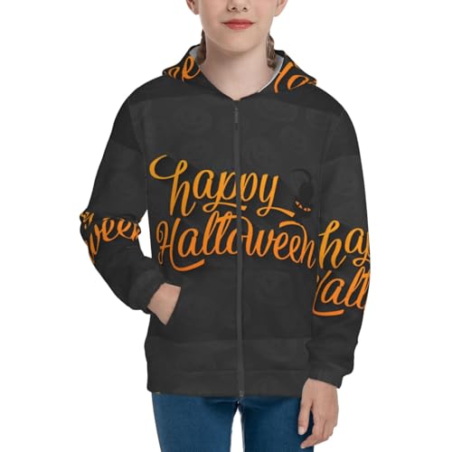 Happy Halloween Kids Pullover Hoodies Boys Zip Up Sweatshirts Girls Athletic Clothes with Pocket3