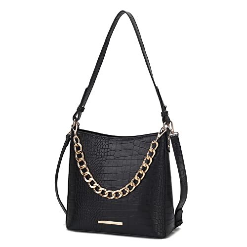 Image of MKF Collection Shoulder Bag for Women, Faux Crocodile-Embossed Vegan Leather, Hobo Handbag Messenger Purse