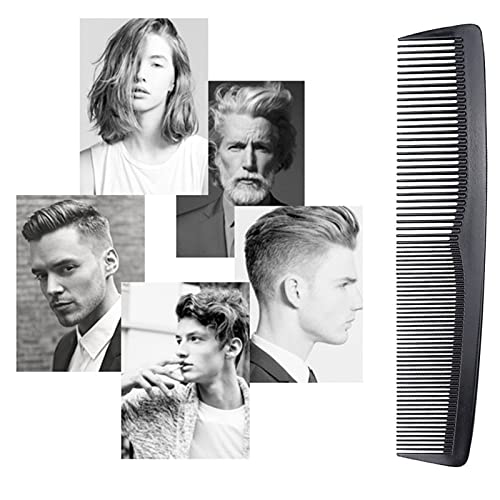 1 Stücke 19cm Styling Kamm Männer Multifunktionaler,Bruchfester Premium Grobzinkiger Carbon,Antistatischer Haar Kamm Friseur zum Haare Schneiden, Breiter Zahnkamm+Feine Zahnung