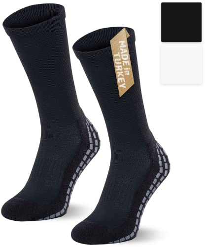GRIP SOCKS | Rutschfeste Sportsocken mit gummierten Noppen | Unisex One-Size | MULTIPACKS | Hochwertige gestrickte Socken mit Grip | UNBRANDED | Fußball, Tennis, Handball (Einzelpackung, Schwarz) Cover