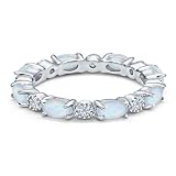 Kaius Jewels 925 Sterling Silver Natural Ethiopian Opal Gemstone Eternity Band Silver Jewelry Gift R
