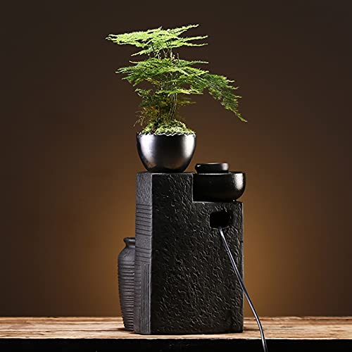 Fuente de mesa de cerámica para eliminar el estrés con sonido de agua de manantial 6