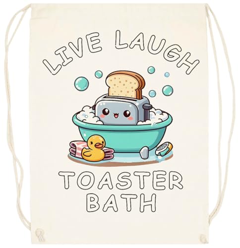 Oldrytee Bain Grille-Pain Live Laugh Sac D'entraînement En Coton Beige Gym Sack