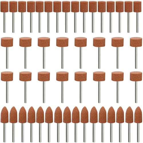 48 PCS Korund Schleifspitze Set, Schleifaufsätze für Dremel, 1/8 Schaft für Schleifen, Polieren, Entgraten, zur Verwendung auf Edelsteinen, Glas, Metall und Holz
