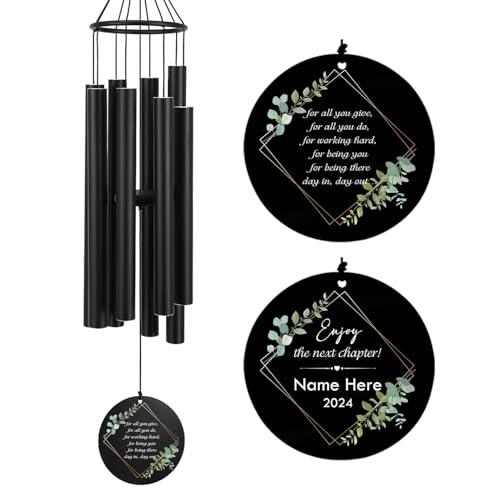 Image of Personalized Retirement Wind Chimes for Outside, 36 inch Happy Retirement Gift for Women, Men, Coworker, Colleague, Boss, Teacher, Nurse, Friend, Going Away Garden Patio Decor