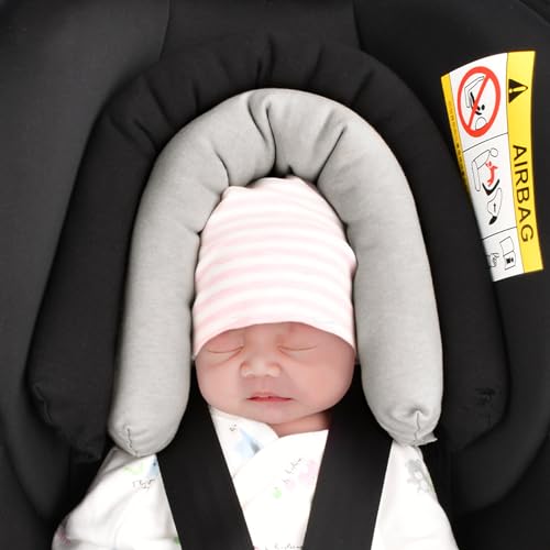 INFANZIA 2-in-1 Baby Sitzverkleinerer Universal für Alle Kinderwagen,Babyschale Einsatz und Kopfstütze für Neugeborene und Kleinkinder, Extra Weich, Ideal für Alle Jahreszeiten, Baumwolle, Schwarz