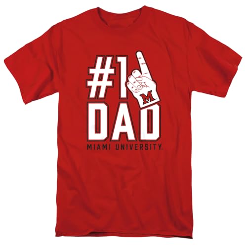 Miami University (Oh) Redhawks #1 Dad Unisex Adult T Shirt, Red, X-Large
