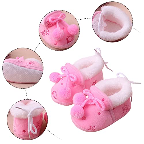 Booties for Baby Newborn Warm Slippers Infant Toddler Winter Boots with Non Slip Bottom Toddler Boots for Boys (Pink, 12-18 Months)3