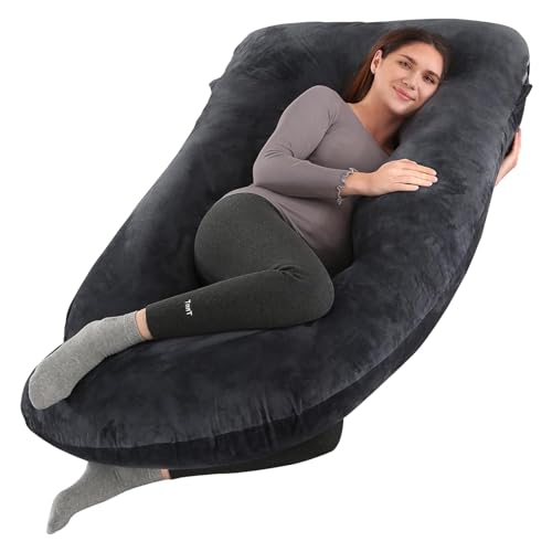VTERLY Pregnancy Pillows 180cm Long Maternity Pillows U-Shape Full Body Pillow Cooling Cover Blue&Grey Pregnancy Pillows for Sleeping Body Pillows Maternity Pillow - Blcak