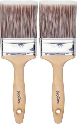 Image of ProDec 3 inch Premier Trade Professional Synthetic Paint Brush for a Smooth Finish Painting with Emulsion, Gloss and Satin Paints on Walls, Ceilings, Wood and Metal, 3" 75mm (Pack of 2)