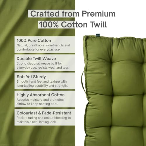 Image of SKANDA FAB Low Seating Cushion -100% Cotton Twill, Hand-Plotted Microfiber Filling, Floor Cushion with 2 Back Support Cushions - Ideal for Living Room, Balcony, Lounge- 80x120 Light Green (Pack of 1)