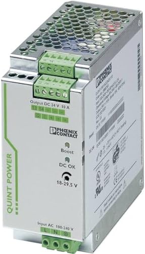 PHOENIX CONTACT QUINT-PS/1AC/24DC/10 (2866763), DIN Rail MOUNTING, Input: 2.8-1.2 AMP 1 Phase 100-240 VAC 50/60 HZ, Output: 10 AMP 24 VDC, Power Supply, Screw Connection