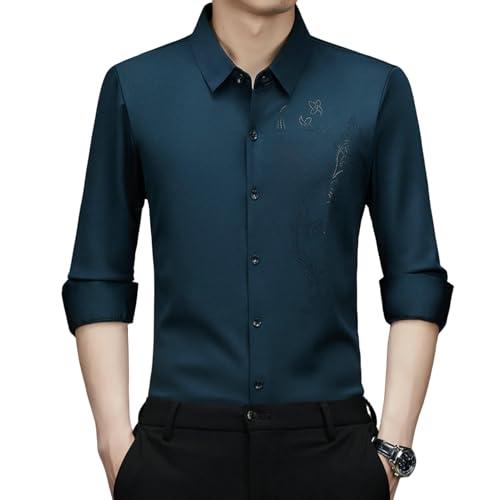 Camisa de manga larga para hombre casual que olvida el planchado de primavera