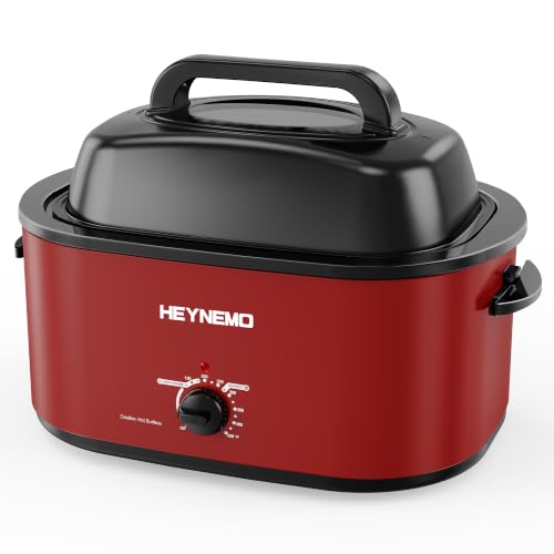 Image of Roaster Oven 30 Quart, Electric Roaster Pan with Visible & Self-Basting Lid, Large Stainless Steel Electric Turkey Roaster Oven Defrost Warm Function, Removable Pan Rack, Fits Turkeys Up to 32LB