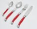 Laguiole By FlyingColors Stainless Steel Flatware Set. Red Handles, Wooden Storage Box, 34 Pieces