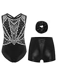 Yhong Maillot De Gymnastique Rythmique pour Filles Justaucorps De Patinage avec Short Et B...
