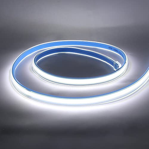 HEGEHE Flexible Tira de LED COB 220V con Cable de Alimentación, 280 LED/m Luz de Cuerda de Alto Brillo, Cada Corte de 50cm, IP65 Impermeable (100m, Blanco Frio) Cover