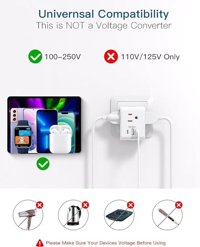 Image of 2 Pack Switzerland Travel Plug Adapter, Swiss Outlet Adapter with 3 Outlets 3 USB Charging Ports(1 USB C), Type J Power Adapter, Travel Essentials US to Switzerland, Rwanda, Liechtenstein