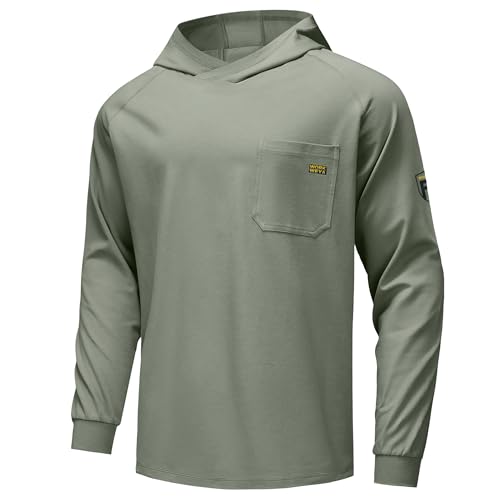 Image of WORKWEYA FR Hooded Shirts 6OZ Lightweight FR Shirts for Men Thumb Hole Stretch NFPA2112 CAT2 Flame Resistant Hoodies