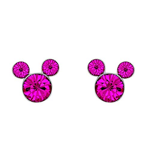 Mickey Mouse Pendientes de plata con piedra natal rosa EF00357SOCTL.PH