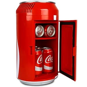 Coca Cola 8 Can Portable Mini Fridge, 5.4L (5.7 qt) Compact Personal Thermoelectric Travel Fridge for Snacks Lunch…