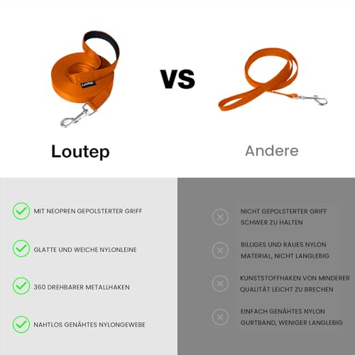 Loutep Schleppleine Für Hunde Lange Leine 3m 5m Schleppleine 10m Für Hunde 15m 20m 25m 30m Hundeleine Für Kleine Mittel Große Hund Langlaufleine Wasserfest Leicht Laufleine