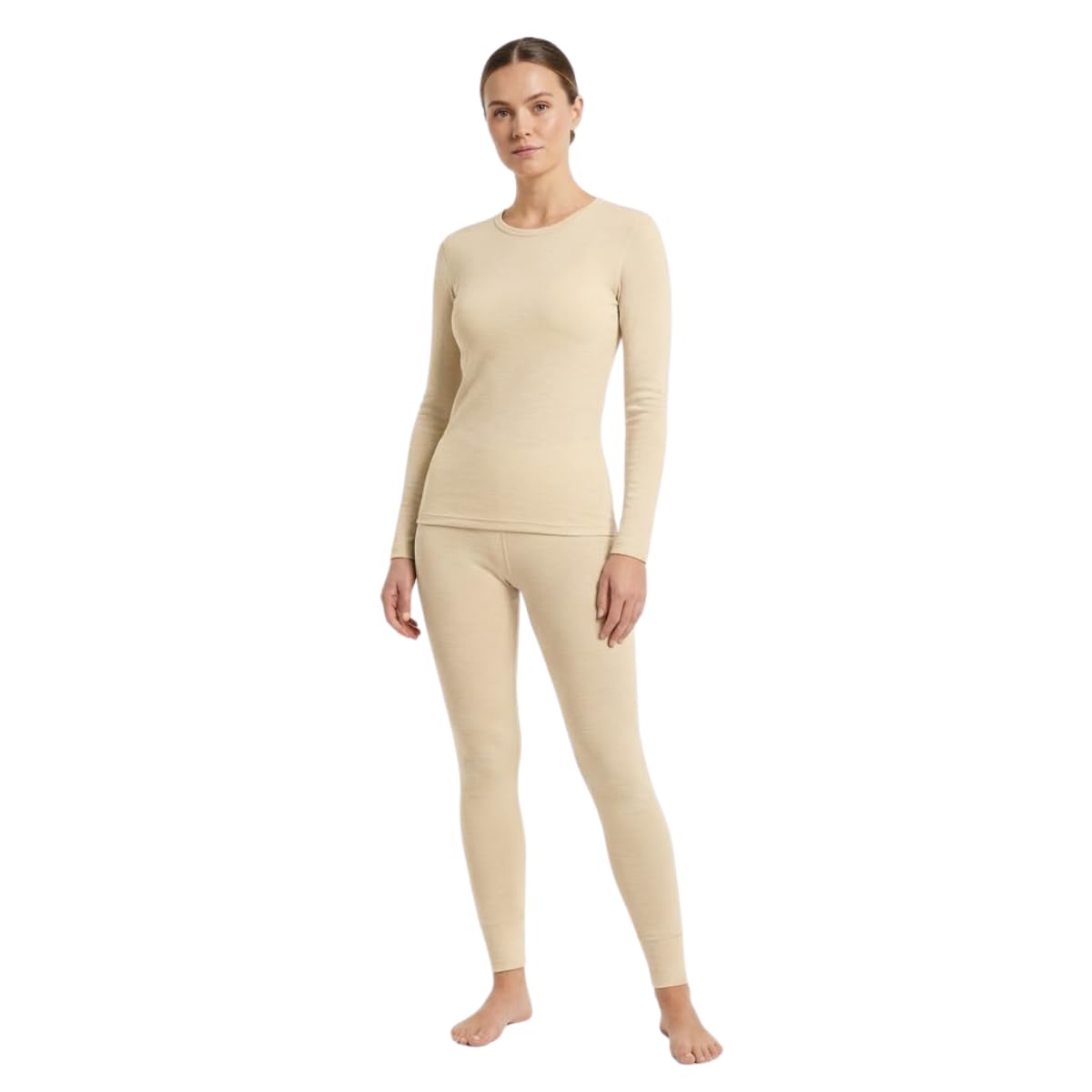 menique Set termico da donna in lana merino, maglia a maniche lunghe e leggings, intimo termico da donna, per sci, yoga, escursionismo